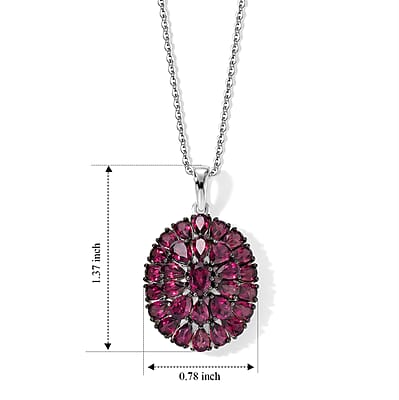 D'Joy Premium Orissa Rhodolite Garnet 8.70 ctw Berry Royale Pendant Necklace in Rhodium Over Sterling Silver 20 Inches