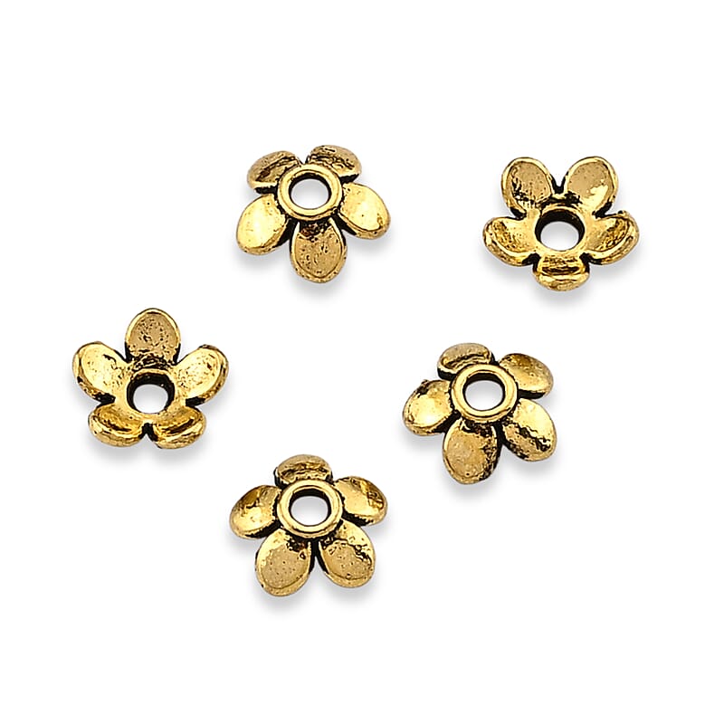 GCS Set of 666pcs 5 Petal Flower Bead Caps in Goldtone