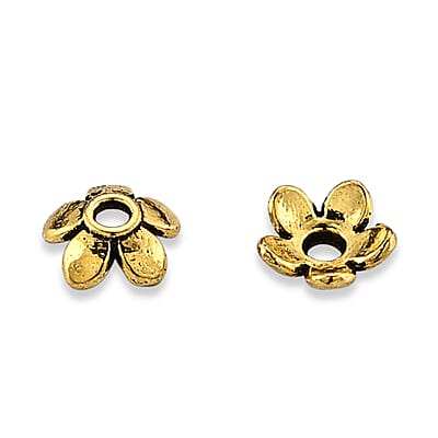 GCS Set of 666pcs 5 Petal Flower Bead Caps in Goldtone