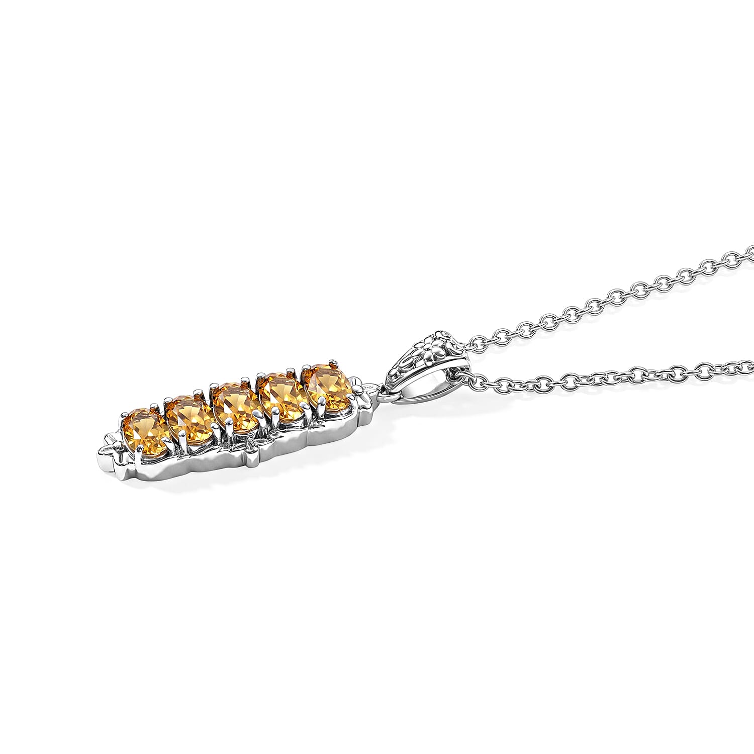 EverTrue Brazilian Citrine 2.90 ctw Pendant Necklace in Stainless Steel 20 Inches