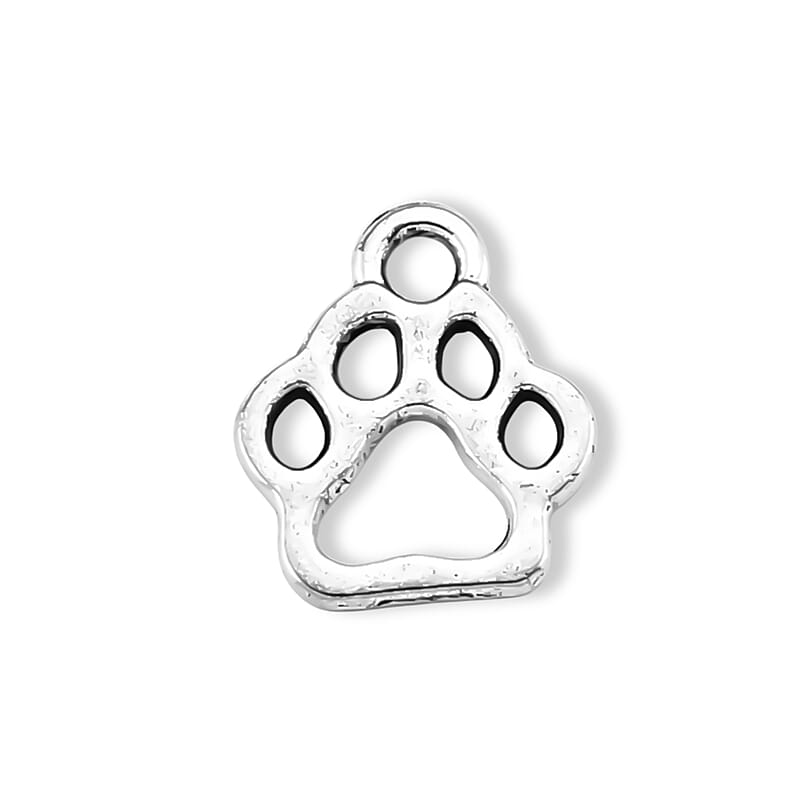 GCS Set of 100pcs Dog Paw Charms in Silvertone