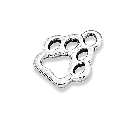 GCS Set of 100pcs Dog Paw Charms in Silvertone