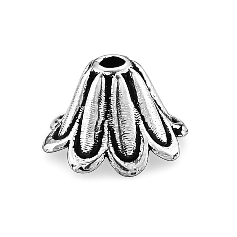 GCS Set of 100pcs Cone Shape Bead Caps in Silvertone