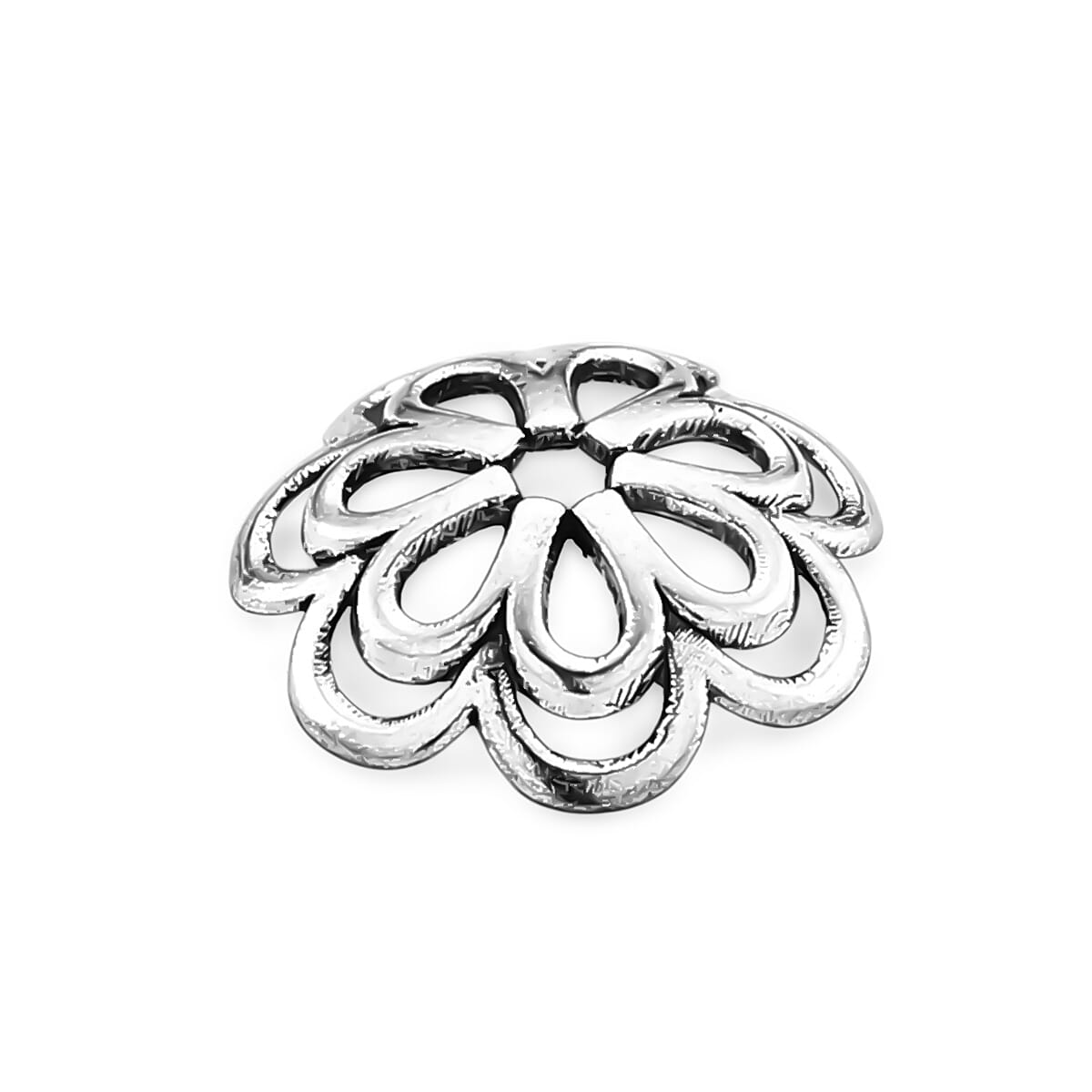 GCS Set of 100pcs Flower Shape Bead Caps in Silvertone