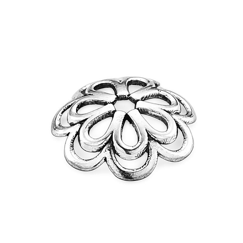 GCS Set of 100pcs Flower Shape Bead Caps in Silvertone