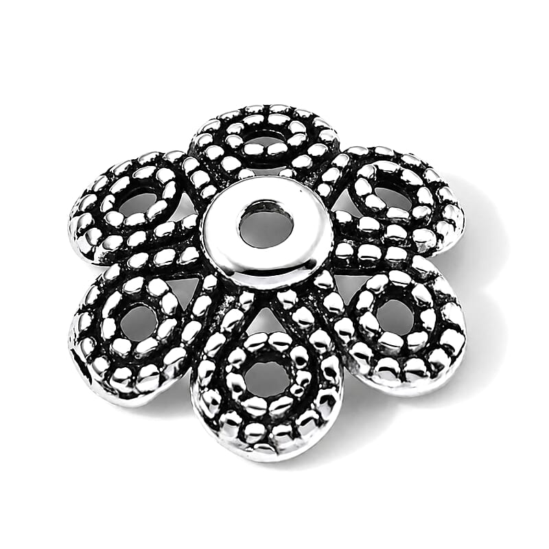 GCS Set of 256pcs 6 Petal Bead Caps in Silvertone