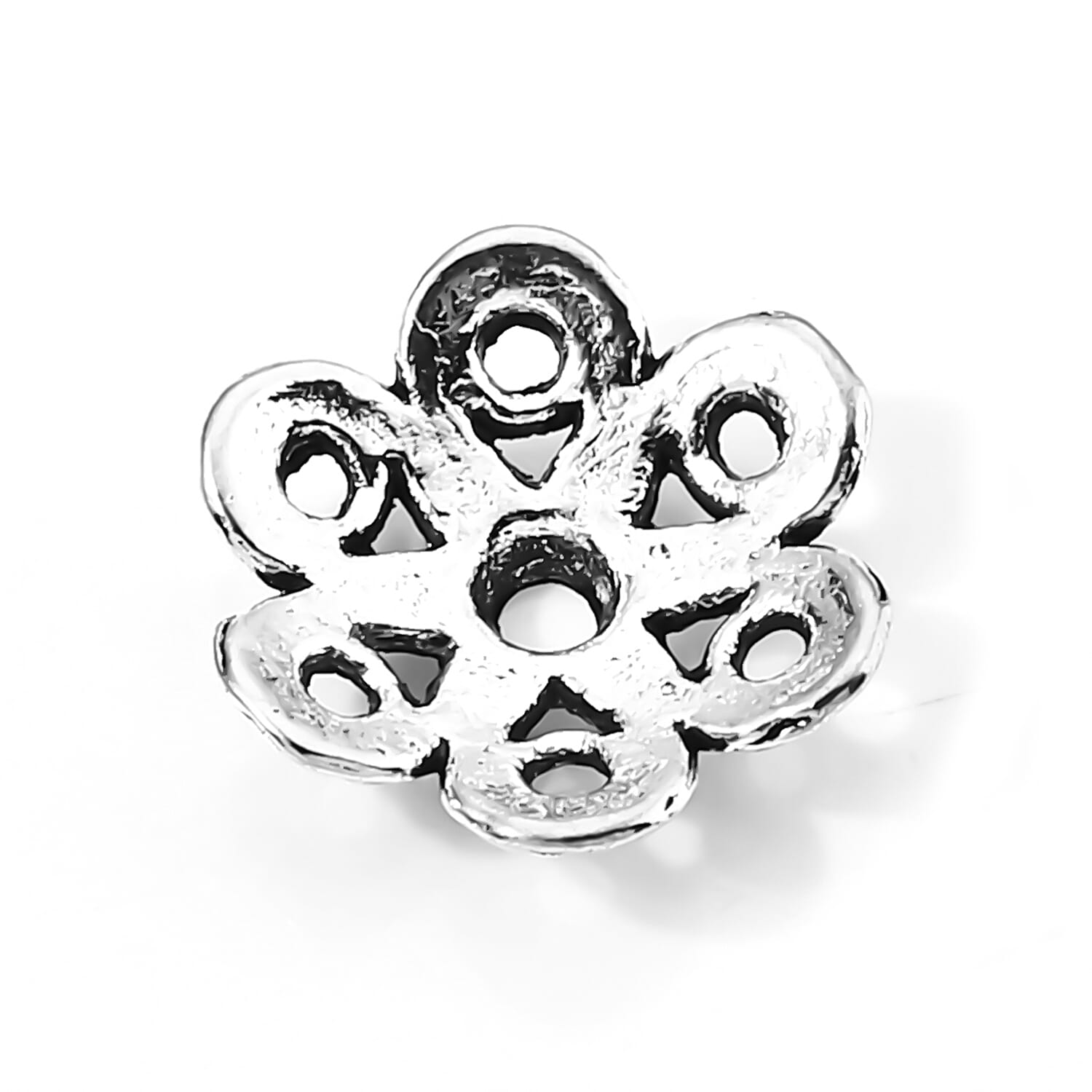 GCS Set of 256pcs 6 Petal Bead Caps in Silvertone