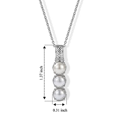 EverTrue Freshwater Pearl Pendant Necklace in Stainless Steel (20 Inches)