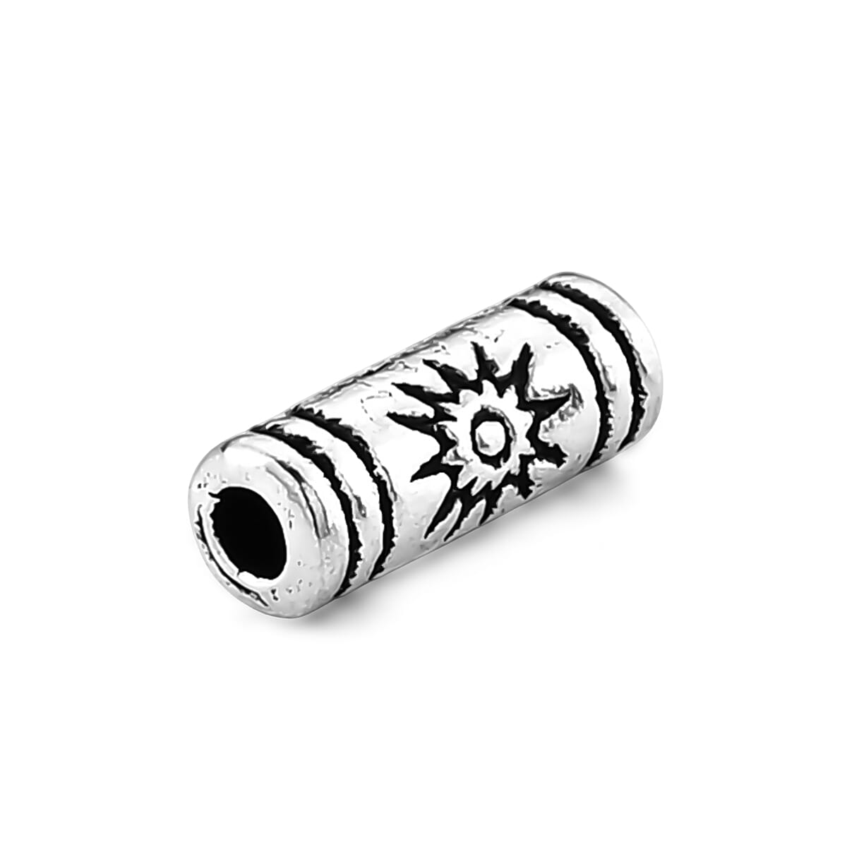 GCS Set of 100pcs Column Shape Spacer Beads in Silvertone