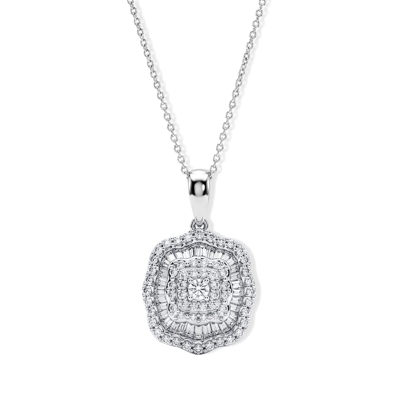 Luxuriant Lab Grown Diamond G-H SI 1.00 ctw Sacred Geometry Pendant Necklace in Rhodium Over Sterling Silver 20 Inches