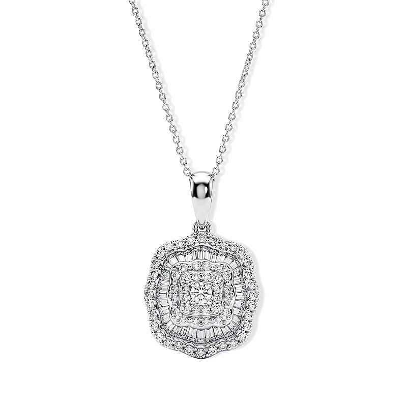 Luxuriant Lab Grown Diamond G-H SI 1.00 ctw Pendant Necklace in Rhodium Over Sterling Silver 20 Inches