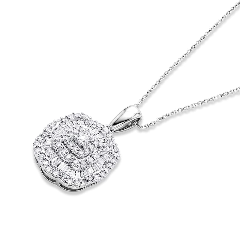 Luxuriant Lab Grown Diamond G-H SI 1.00 ctw Pendant Necklace in Rhodium Over Sterling Silver 20 Inches