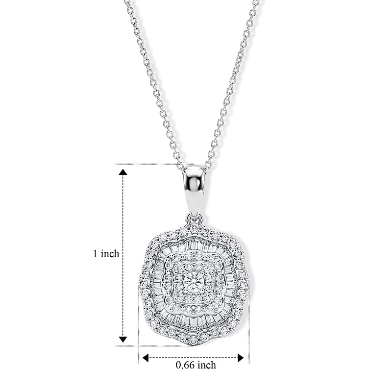 Luxuriant Lab Grown Diamond G-H SI 1.00 ctw Pendant Necklace in Rhodium Over Sterling Silver 20 Inches