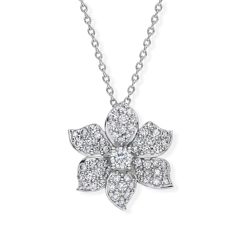 Luxuriant Lab Grown Diamond G-H SI 0.50 ctw Pendant Necklace in Rhodium Over Sterling Silver 20 Inches