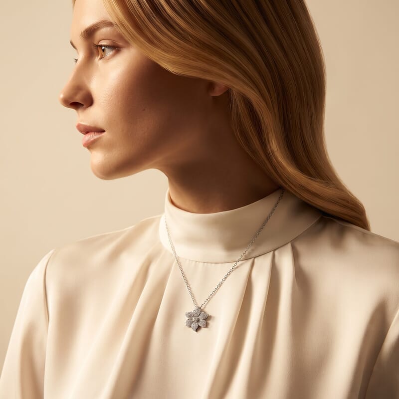 Luxuriant Lab Grown Diamond G-H SI 0.50 ctw Pendant Necklace in Rhodium Over Sterling Silver 20 Inches