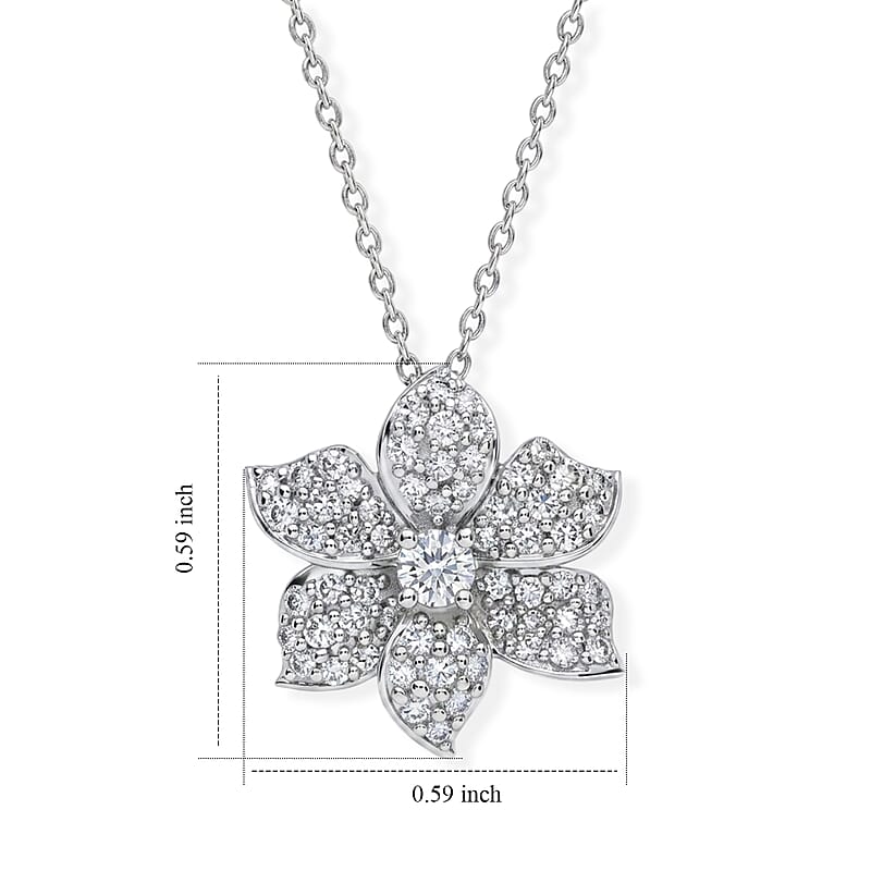 Luxuriant Lab Grown Diamond G-H SI 0.50 ctw Pendant Necklace in Rhodium Over Sterling Silver 20 Inches