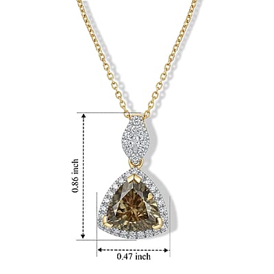 Certified & Appraised AAA Turkizite and Luxuriant Lab Grown Diamond G-H SI 3.47 ctw Pendant Necklace in 10K Yellow Gold 18 Inches