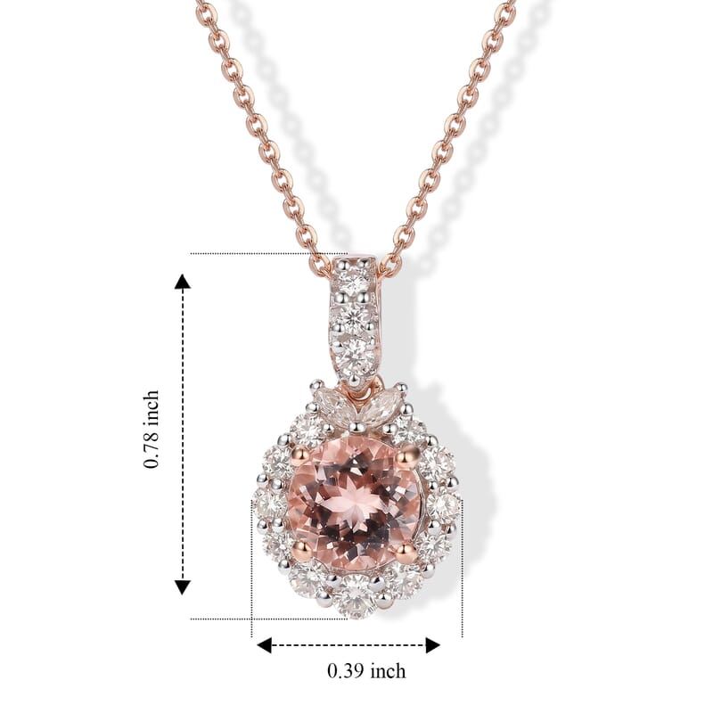 Certified and Appraised D'Joy Premium Pink Morganite and Moissanite 1.77 ctw Pendant Necklace in 18K Vermeil Rose Gold Over Sterling Silver (18 Inches)