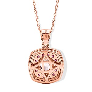 D'Joy Premium Pink Morganite and Moissanite 1.65 ctw Rose Mist Royale Pendant Necklace (18 Inches) in 18K Vermeil RG Over Sterling Silver