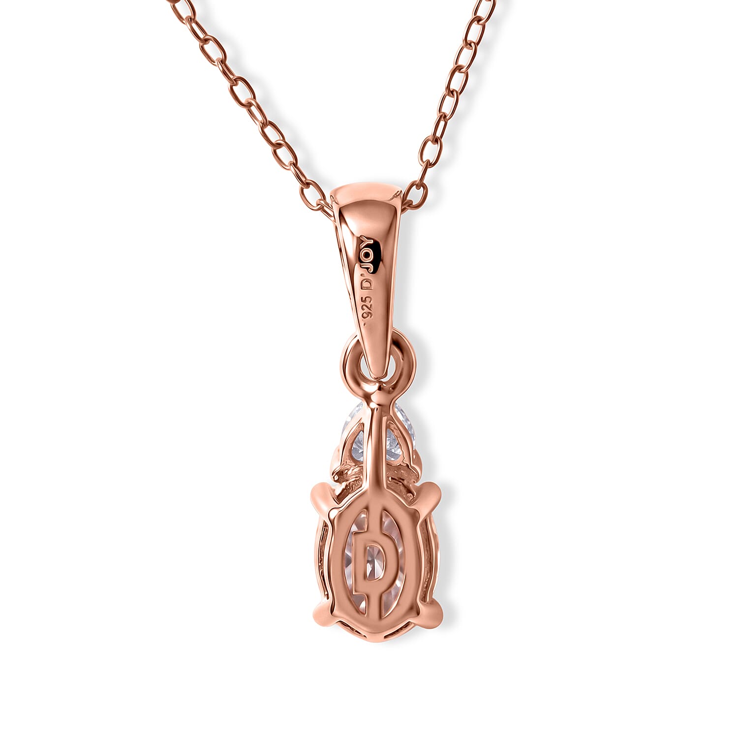 D'Joy Premium Pink Morganite and Moissanite 0.85 ctw Rose Mist Grace Pendant Necklace (18 Inches) in 18K Vermeil RG Over Sterling Silver