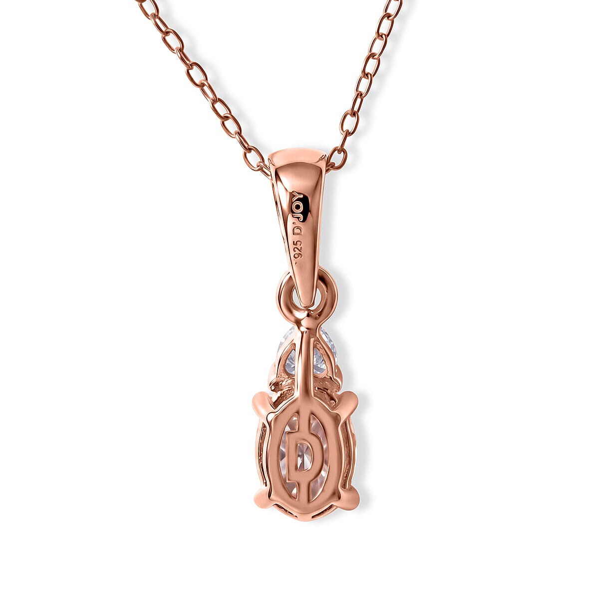 D'Joy Premium Pink Morganite and Moissanite 0.85 ctw Rose Mist Grace Pendant Necklace (18 Inches) in 18K Vermeil RG Over Sterling Silver image number 2