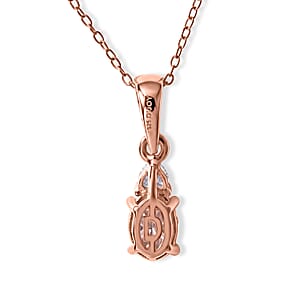 D'Joy Premium Pink Morganite and Moissanite 0.85 ctw Rose Mist Grace Pendant Necklace (18 Inches) in 18K Vermeil RG Over Sterling Silver