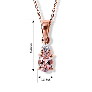 D'Joy Premium Pink Morganite and Moissanite 0.85 ctw Rose Mist Grace Pendant Necklace (18 Inches) in 18K Vermeil RG Over Sterling Silver