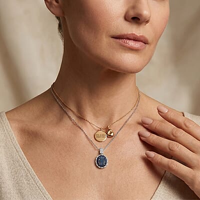 D'Joy Premium Australian Black Ridge Opal (Triplet) and Multi Gemstone 3.00 ctw Deep Sea Mystique Pendant Necklace in Rhodium Over Sterling Silver 20 Inches