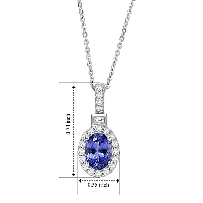 Certified & Appraised D'Joy Premium Tanzanite and Moissanite 1.50 ctw Pendant Necklace in Rhodium Over Sterling Silver 18 Inches