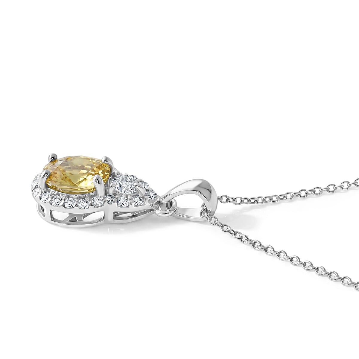 D'Joy AAA Yellow Sapphire and Moissanite 1.35 ctw Pendant Necklace in Rhodium Over Sterling Silver 18 Inches image number 3