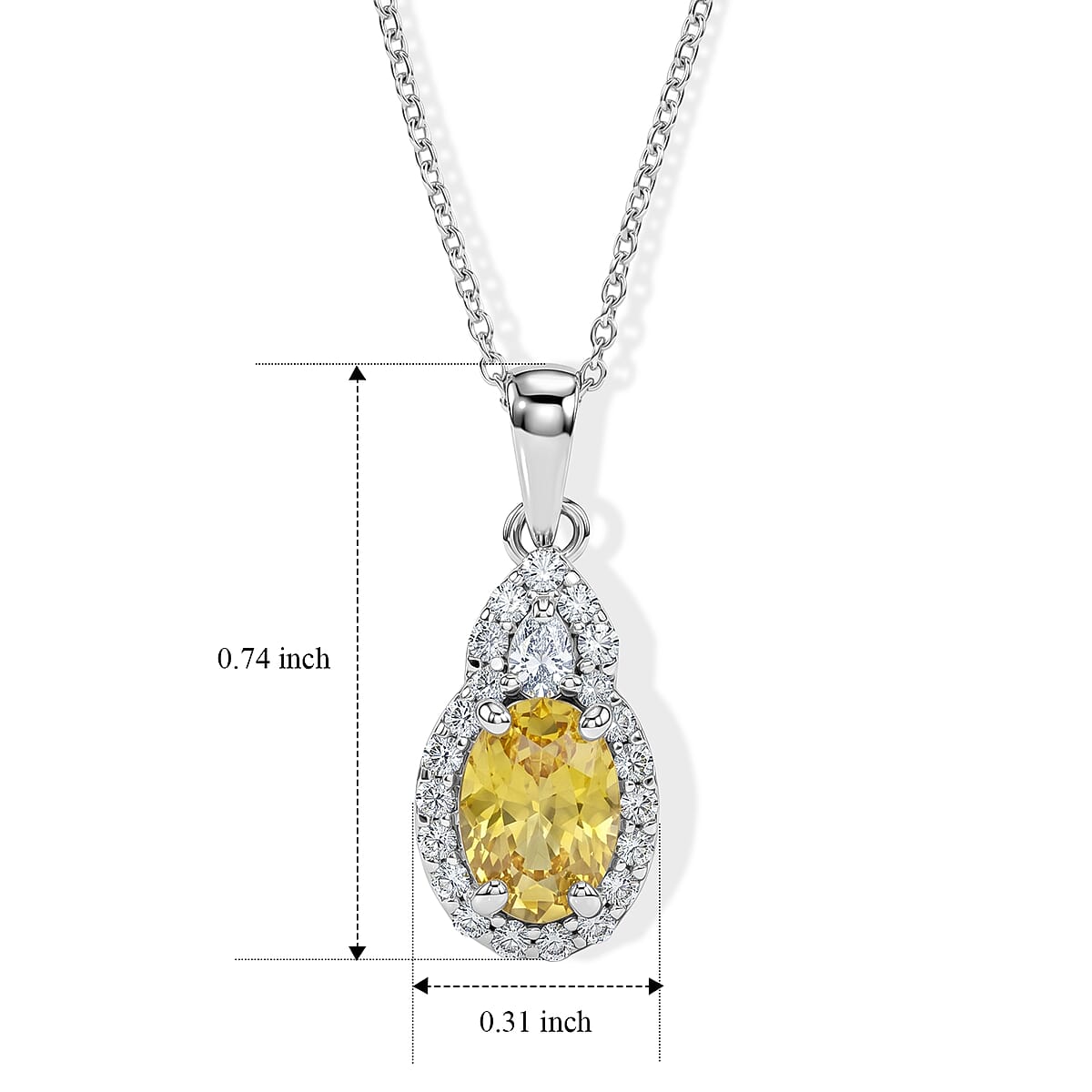 D'Joy AAA Yellow Sapphire and Moissanite 1.35 ctw Pendant Necklace in Rhodium Over Sterling Silver 18 Inches image number 4