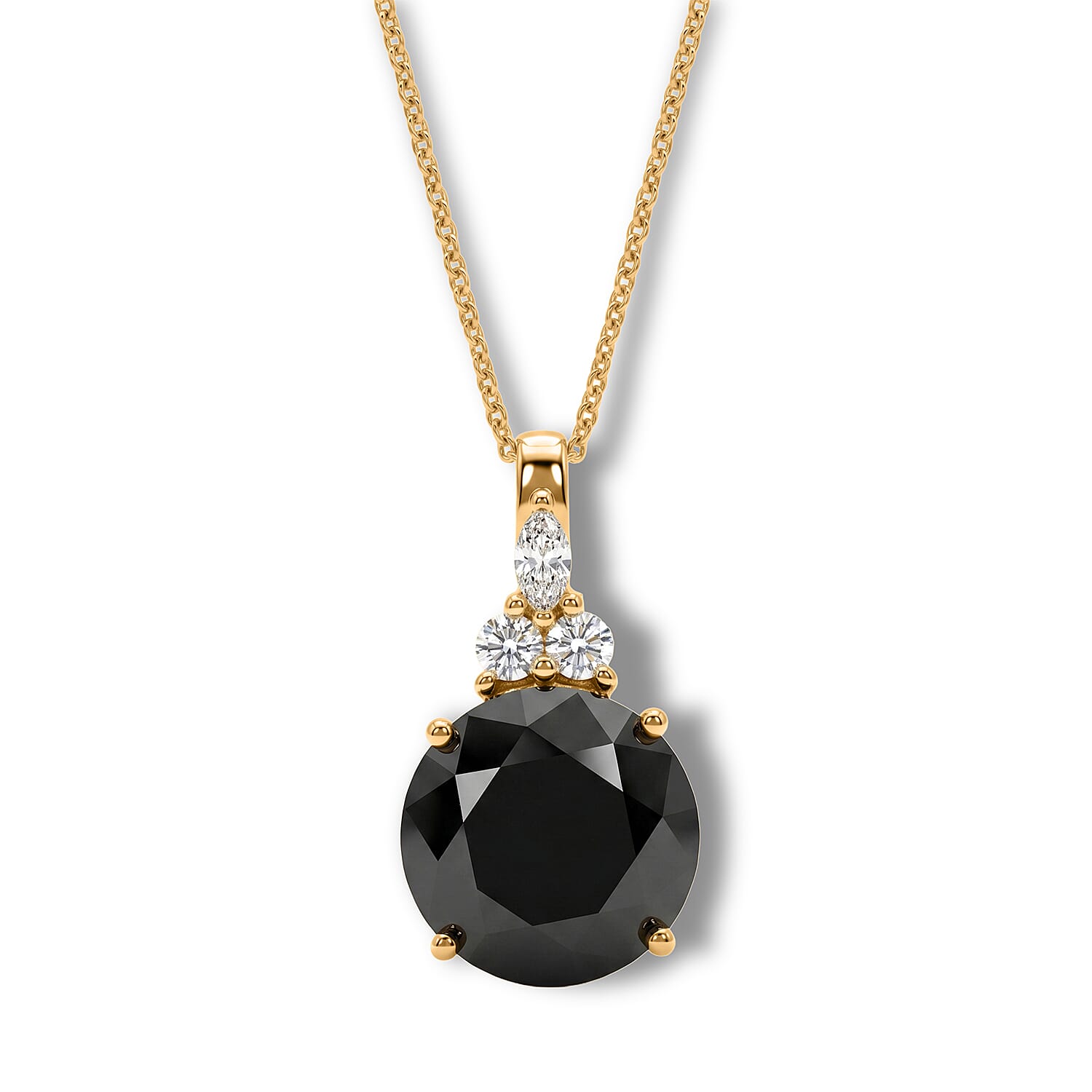 D'Joy Black and White Moissanite 4.65 ctw Black Majesty Pendant Necklace in 18K Vermeil Yellow Gold Over Sterling Silver 18 Inches