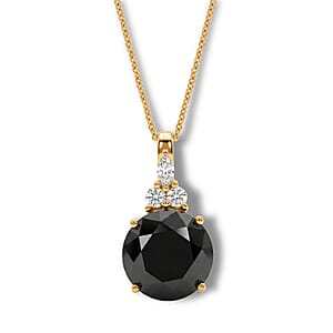 D'Joy Black and White Moissanite 4.65 ctw Pendant Necklace in 18K Vermeil Yellow Gold Over Sterling Silver 18 Inches