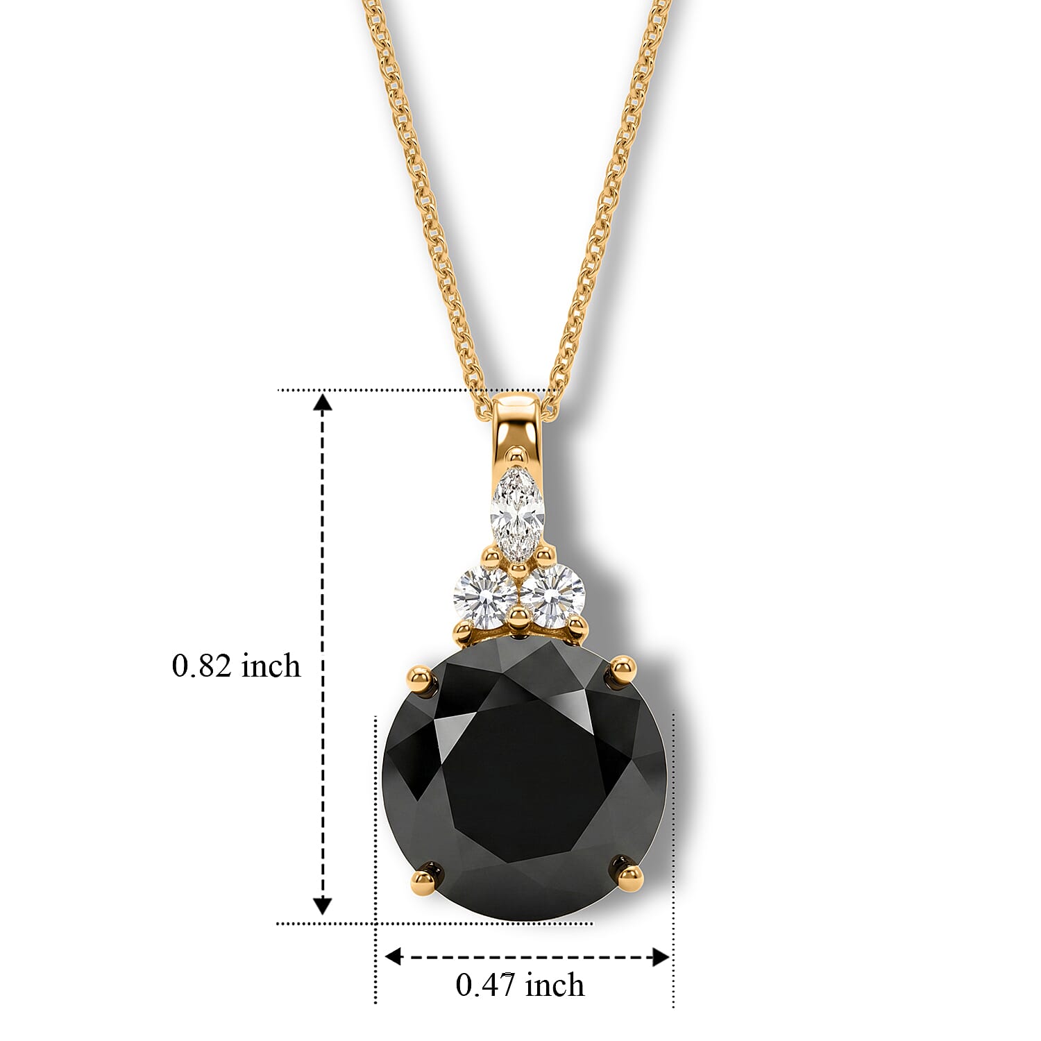 D'Joy Black and White Moissanite 4.65 ctw Black Majesty Pendant Necklace in 18K Vermeil Yellow Gold Over Sterling Silver 18 Inches