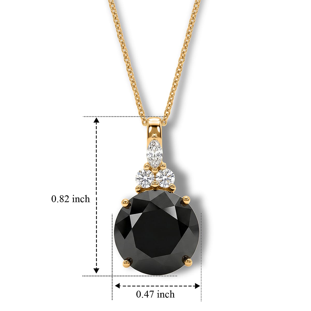 D'Joy Black and White Moissanite 4.65 ctw Pendant Necklace in 18K Vermeil Yellow Gold Over Sterling Silver 18 Inches image number 2