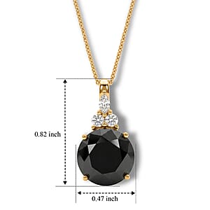 D'Joy Black and White Moissanite 4.65 ctw Pendant Necklace in 18K Vermeil Yellow Gold Over Sterling Silver 18 Inches
