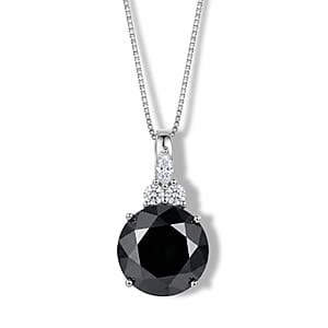 D'Joy Black and White Moissanite 4.65 ctw Pendant Necklace in Rhodium Over Sterling Silver 18 Inches