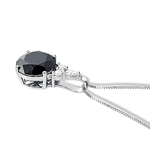 D'Joy Black and White Moissanite 4.65 ctw Pendant Necklace in Rhodium Over Sterling Silver 18 Inches