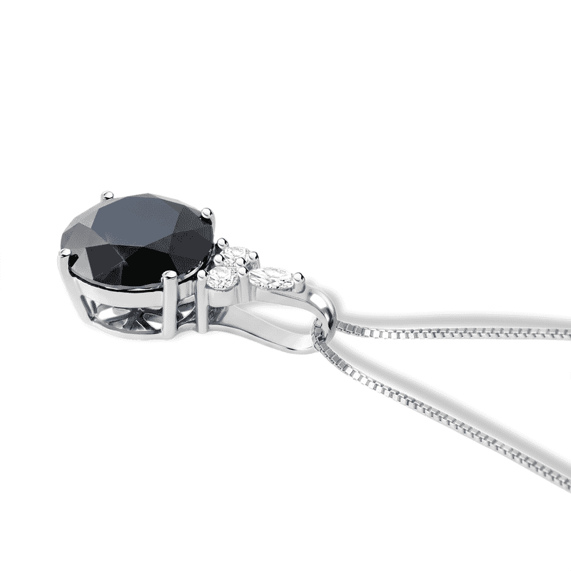 D'Joy Black and White Moissanite 4.65 ctw Black Majesty Pendant Necklace in Rhodium Over Sterling Silver 18 Inches
