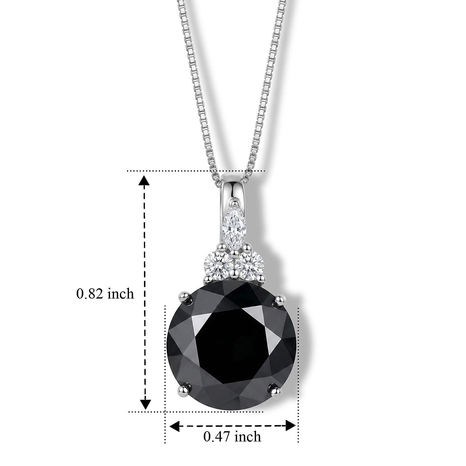 D'Joy Black and White Moissanite 4.65 ctw Black Majesty Pendant Necklace in Rhodium Over Sterling Silver 18 Inches