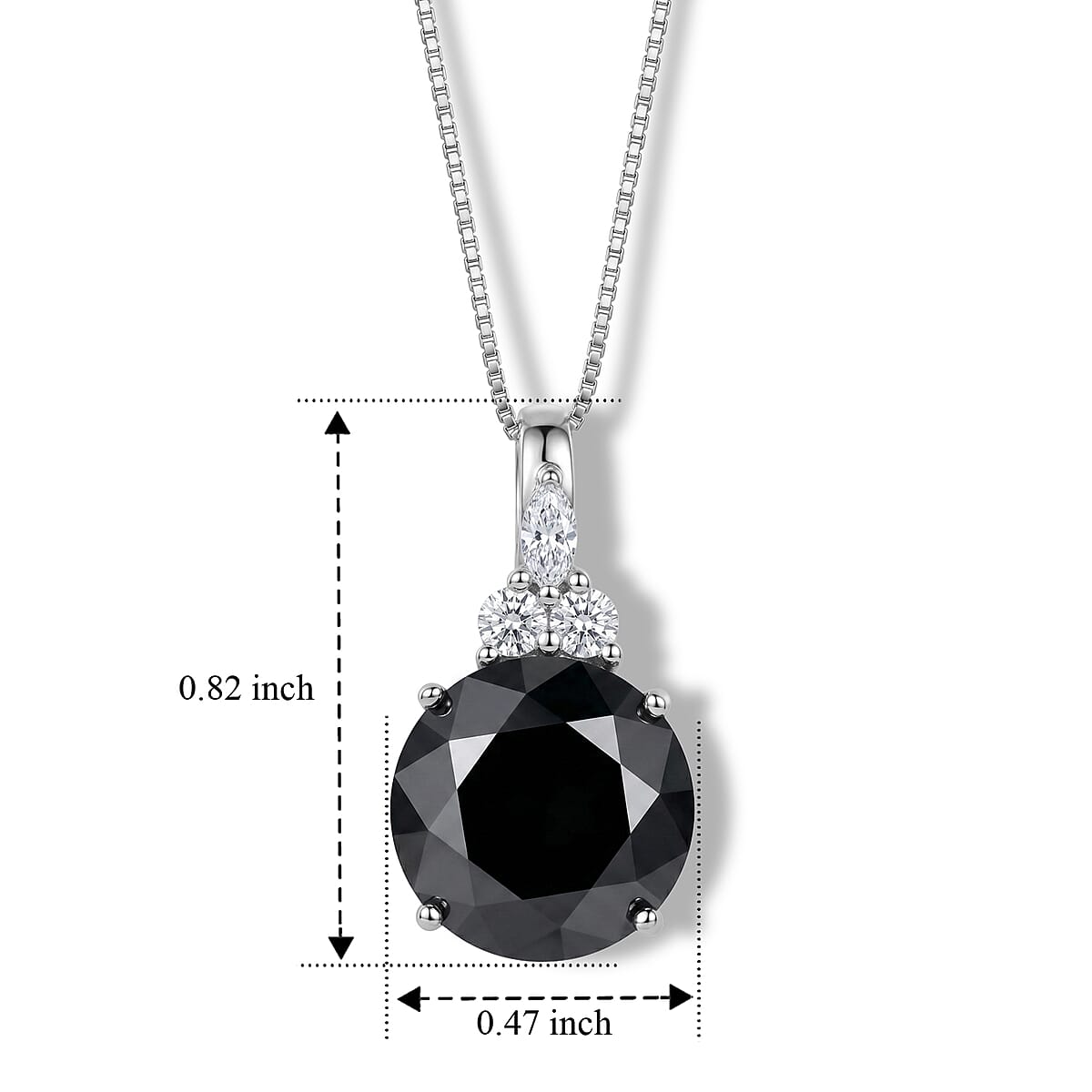 D'Joy Black and White Moissanite 4.65 ctw Pendant Necklace in Rhodium Over Sterling Silver 18 Inches image number 2