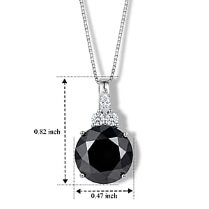 D'Joy Black and White Moissanite 4.65 ctw Pendant Necklace in Rhodium Over Sterling Silver 18 Inches