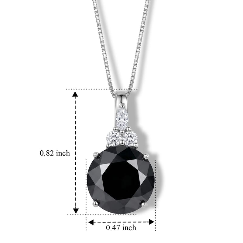 D'Joy Black and White Moissanite 4.65 ctw Black Majesty Pendant Necklace in Rhodium Over Sterling Silver 18 Inches