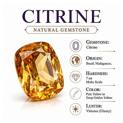 D'Joy Brazilian Citrine, White Zircon 11.75 ctw Pendant Necklace (20 inches) in 18K Vermeil Yellow Gold Over Sterling Silver