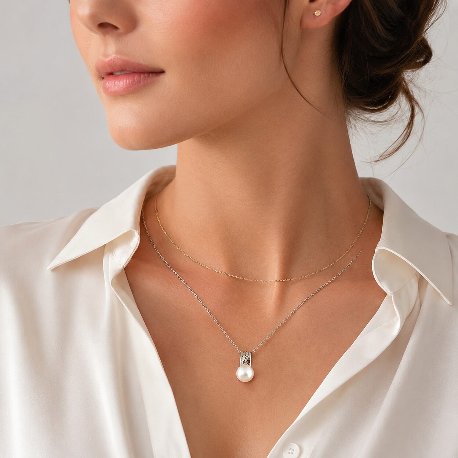 EverTrue Freshwater Pearl Pendant in Platinum Bond with Stainless Steel Necklace (20 Inches)