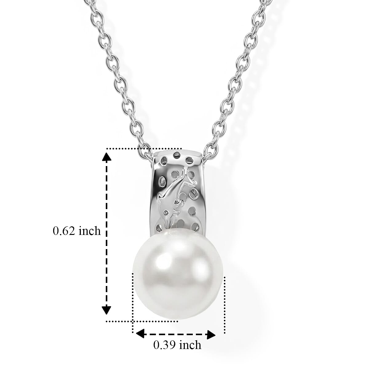 EverTrue Freshwater Pearl Pendant in Platinum Bond with Stainless Steel Necklace (20 Inches)