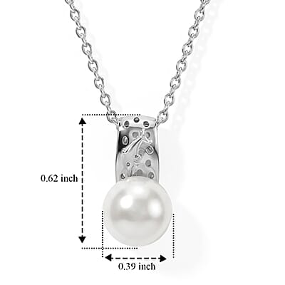 EverTrue Freshwater Pearl Pendant in Platinum Bond with Stainless Steel Necklace (20 Inches)