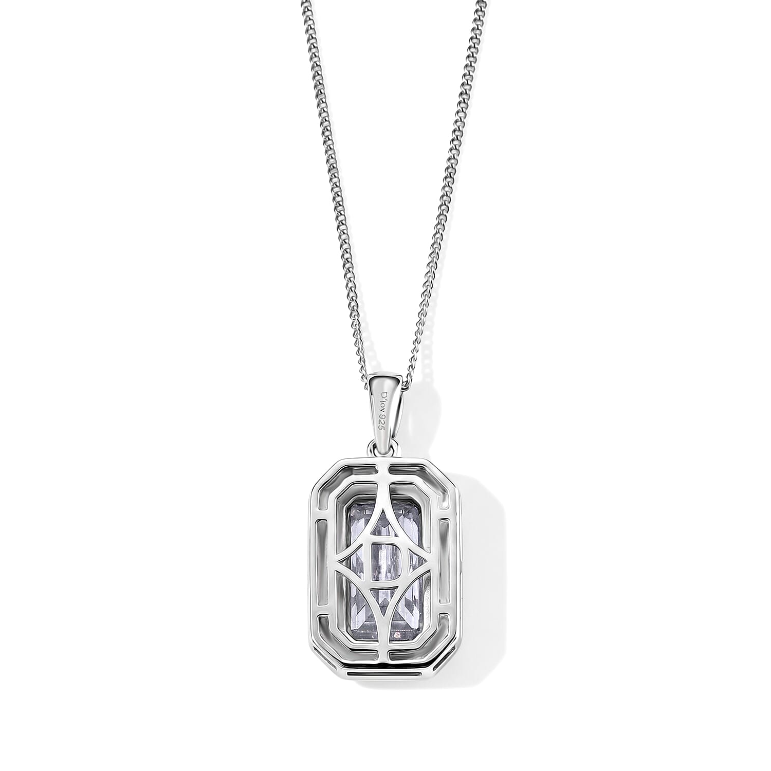 D'Joy Moissanite and Black Jade (D) 5.10 ctw Pendant Necklace in Rhodium Over Sterling Silver 18 Inches