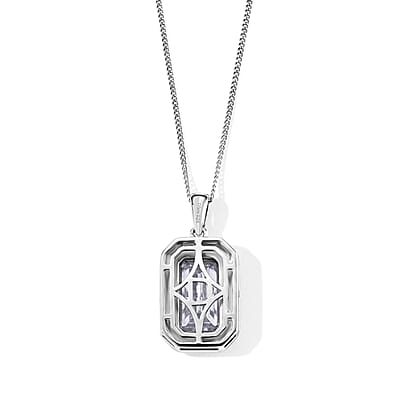D'Joy Moissanite and Black Jade (D) 5.10 ctw Pendant Necklace in Rhodium Over Sterling Silver 18 Inches