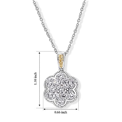 EverTrue Simulated Diamond Pendant in 18K YG Plated and Platinum Bond with Stainless Steel Necklace 20 Inches